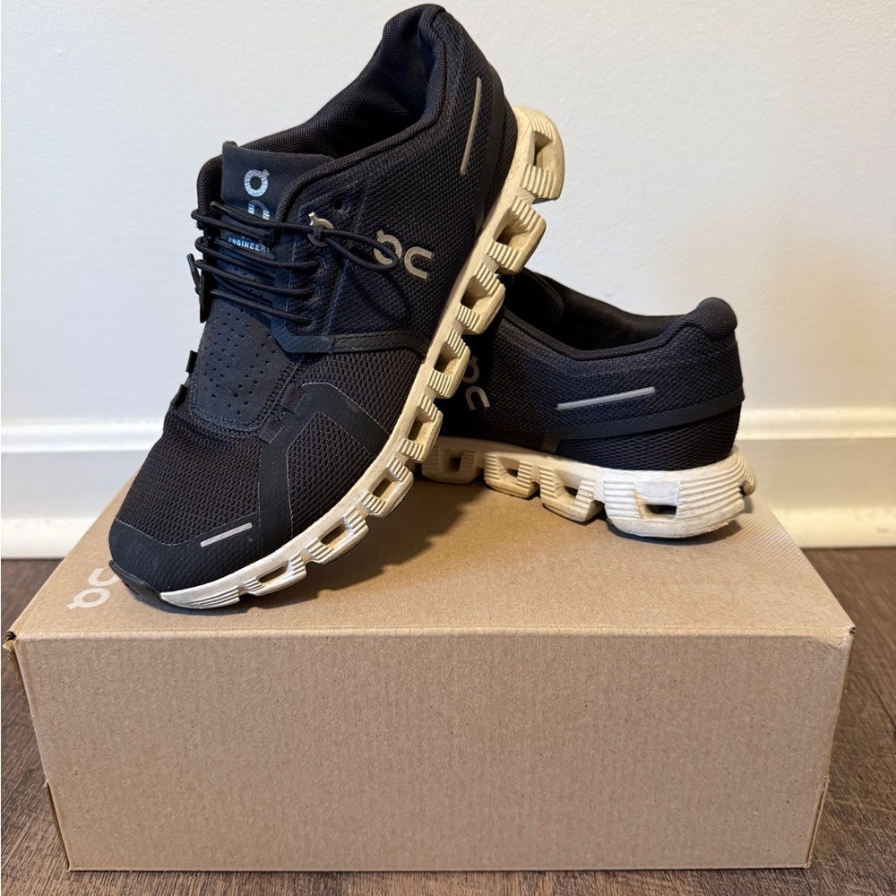 On Running Black and White Athletic Shoes